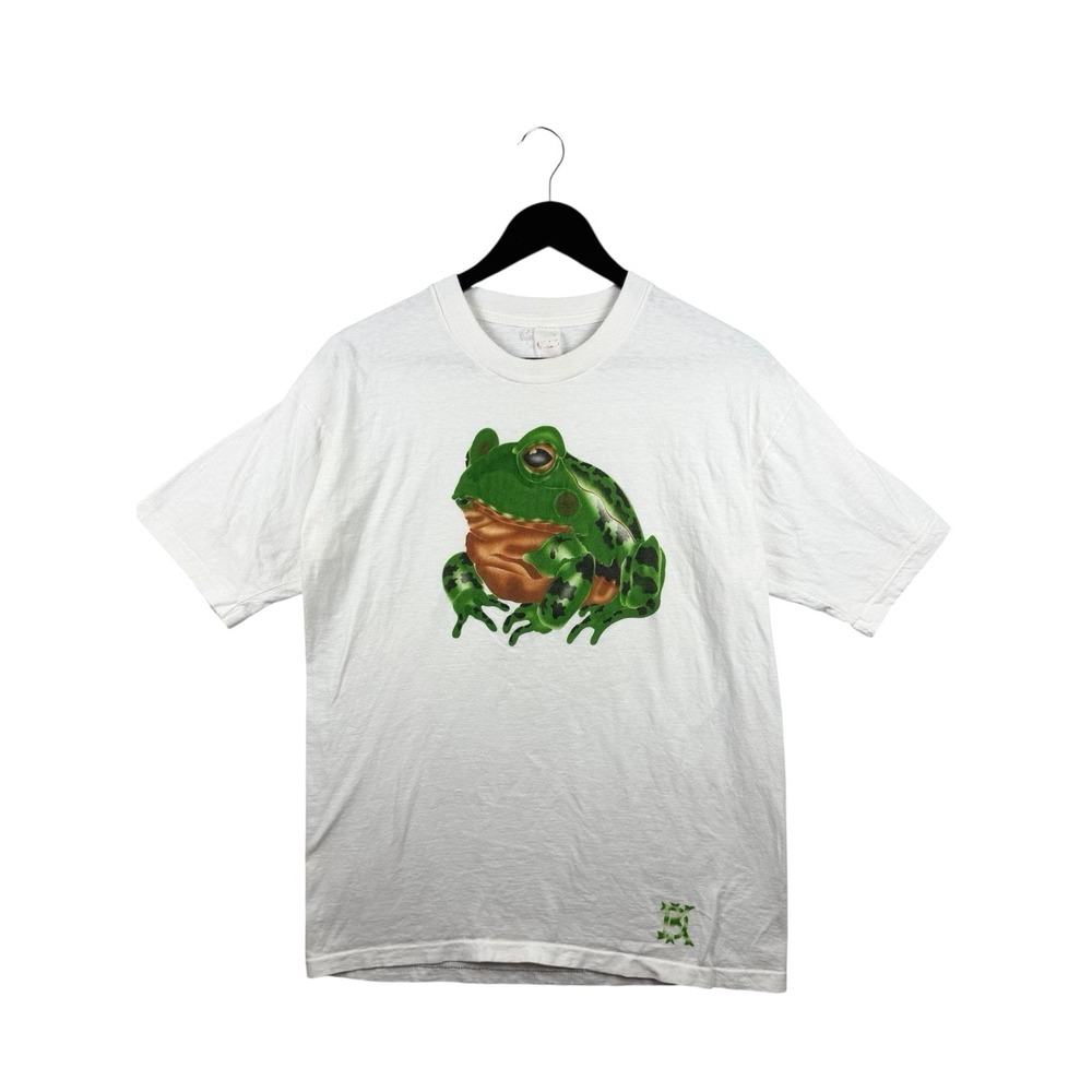 Vintage 90s Frog Animal Art Tee Single Stitch White T Shirt USA Made Fits‎ S/M